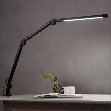 Lampe de bureau 10 W pour architectes, avec pince, protection oculaire LED, intensité et température de couleur réglables, commande tactile, fonction mémoire et minuterie. (1/5)