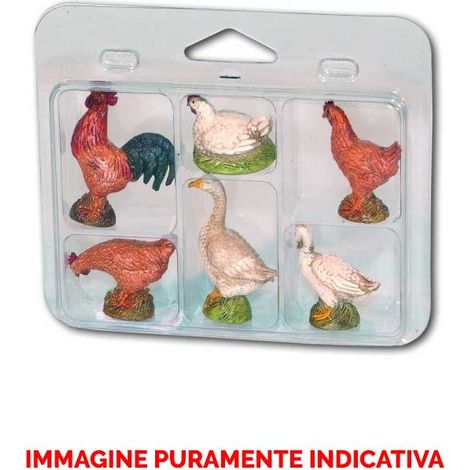 BUSTA CON 6 ANIMALI DELLA FATTORIA 10CM IN RESINA