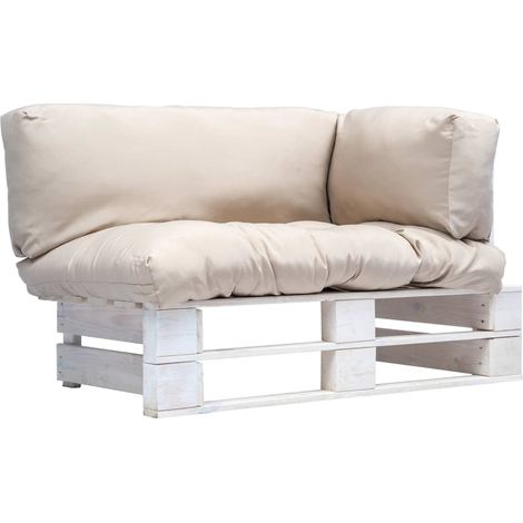 Garten-Palettensofa mit Sandfarbigen Kissen Kiefernholz