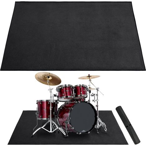 Tapis de Batterie 120 x 160 cm avec Fond antidérapant et Isolation Acoustique, Tapis de Batterie pour Batterie électrique, Accessoire pour Batteur, Noir (1/5)