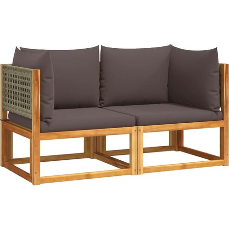 Maison Exclusive - Gartensofas-Ecke mit Kissen 2 Stk. Holz Akazie