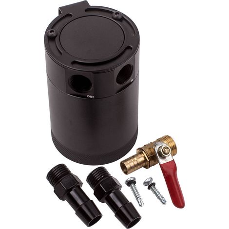 Aluminum Universal Internally Baffled Oil Catch Can Tank 2 Port Separator Bottle (1/5)