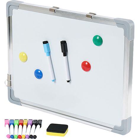 Pizarra blanca Relaxdays, con accesorios, borrable, magnética, con esquinas protegidas, 30 x 40 cm, blanca