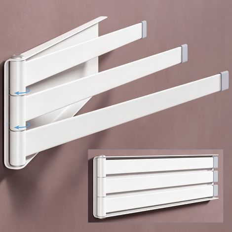 doporro Handtuchhalter ohne Bohren und mit Magnet, 180° schwenkbar, selbstklebende Handtuchstange mit 3 Armen, Wandhalterung für Bad, Küche & Kühlschrank, Modern Matt Weiß