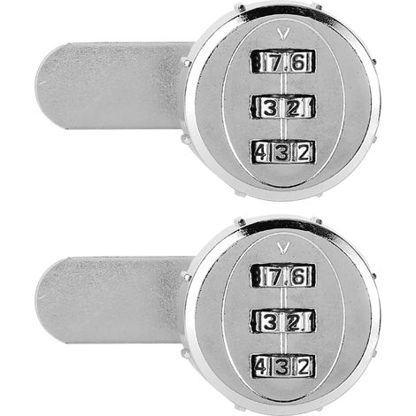 Ortviai Serrure à Code Mécanique 3-Digit 30mm de Zinc pour Armoire/Cabine 2 Pièces
