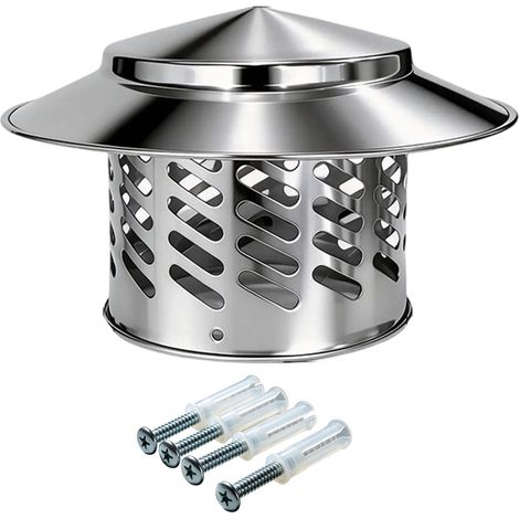Capuchon de cheminée couverture de pluie en acier inoxydable forme de parapluie empêcher la chute des feuilles cône haut 110MM argent (1/5)