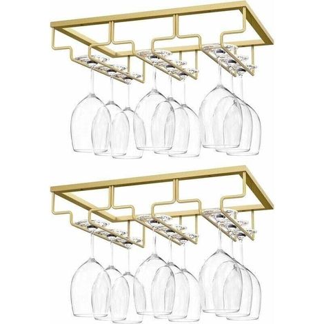 - Porte-Verres À Pied Suspendu, [2 Pcs] Porte-Verre À Vin Suspendu Support De Verre À Vin Avec 3 Rails Pour Dessous D'Étagère, Armoire De Verre, Tenture En Chrome, Barre De Cuisine - Ordyk-alovez (1/4)