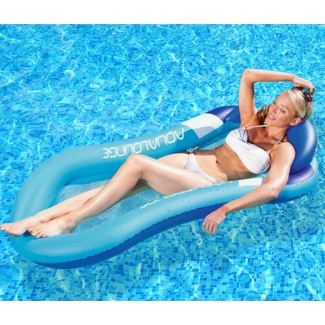 Colchón inflable para piscina, hamaca inflable 4 en 1 para piscina, colchón para piscina, flotador para adultos con reposacabezas, hamaca acuática con red. (1/5)
