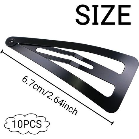 Pinzas para el cabello negras, paquete de 10 unidades, antideslizantes, 6,7 cm, aptas para todo tipo de cabello (triangulares). (1/2)