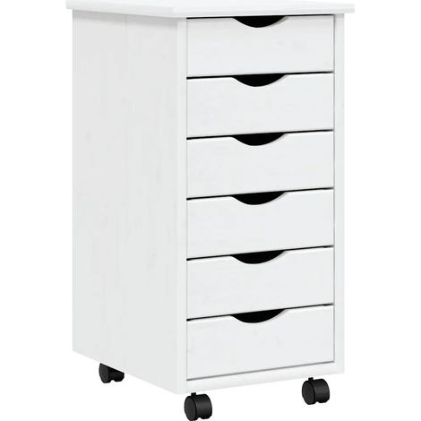 Mobiletto su ruote pratico con cassetti 34 x 39 x 65,5 cm design rustico legno di pino bianco 020047157