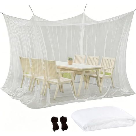 Moustiquaire Extérieur, Rideau en Filet Rectangulaire 300 x 300 x 250 cm, Moustiquaire pour Pergola, Baldaquin pour Gazebo, Lit Double, Piscines, Porche Et Terrasse De Jardin (Blanc) (1/5)