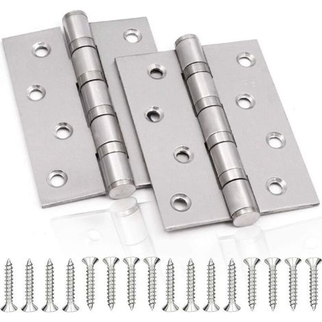 Vtizikl Charnière de Porte en Inox，2 Pcs Charnières De Porte Charnières Pliables Charnières Inox Épaisseur 3mm Paumelle，pour Portes massives intérieur (Silver，100X75mm) (1/4)