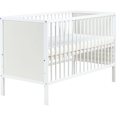 Cuna minimalista para bebé tamaño estándar 60 x 120 cm barras ajustables en altura MDF blanco Zama