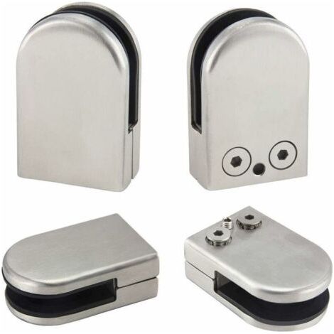 BUNTHAUS PA 4PCS Verre Pince Support 6-8mm En Acier Inoxydable Verre Clips Pinces Supports De Verre Réglables Dos Plat Connexion Pince Support pour Balustrade Escalier Main Courante Fenêtre, Argent (1/4)