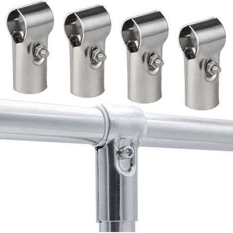 Lot de 4 Connecteur de Collier de Serrage en T, Colliers de Serrage en T 25mm, Structural Tuyau Connecteur Chaîne Lien Clôture Pince Inox Acier pour les Clôtures et les Fournitures de Maison (1/5)