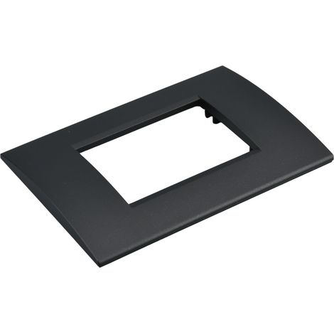Placca Plastica Quadrata MBL 3 Moduli/Posti Compatibile Bticino Living, 15 Colori Disponibili (Nero)