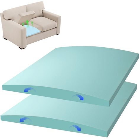 Deux grands coussins de canapé pour soutenir les sièges affaissés, conception incurvée à rebond 40D, 22x22x2,4 pouces, bleu. (1/5)