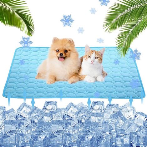 Tappetino rinfrescante per cani e gatti, cuscino in seta ghiacciata, tappetino rinfrescante in seta per animali (55 x 70 cm, blu) (1/5)