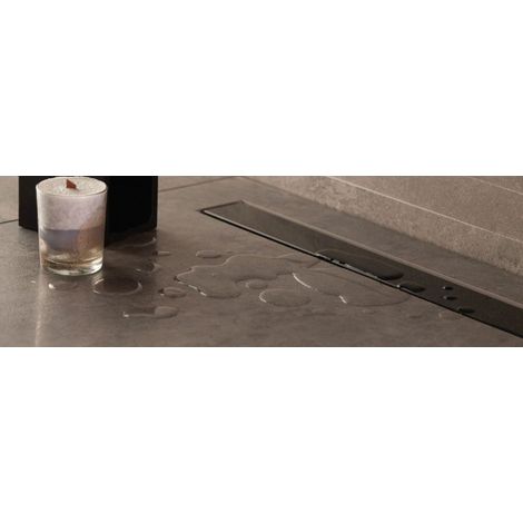 Caniveau de douche sans cadre en verre noir FRAMELESS LINE-30 cm-- (1/5)