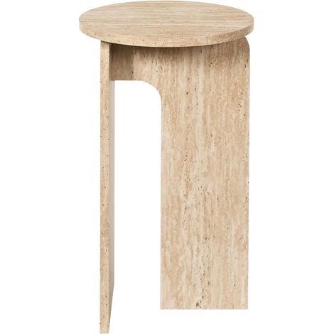 Table d'appoint ronde effet travertin PIETRA