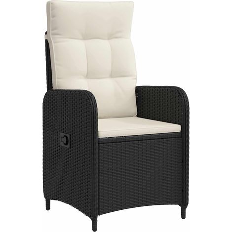 Reclining Garden Chair Black and Cream White vidaXL