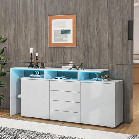 Buffet coloris blanc en panneau de particules 160 x 35 x 70 cm (1/5)