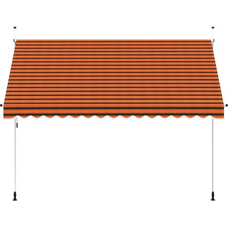 Auvent Marquise manuel rétractable, Store Banne pour Jardin Balcon Terrasse, 350 cm Orange et marron OIB2887E (1/5)