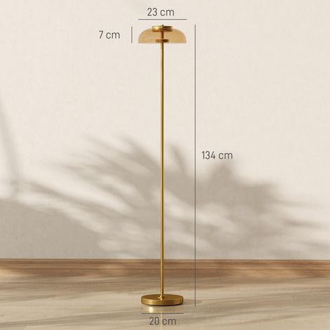 Lampadaire LED pour salon, éclairage blanc chaud 3000 K, interrupteur au pied, 25 x 25 x 134 cm, laiton (1/5)