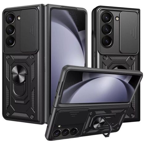 Custodia per Samsung Galaxy Z Fold 6, custodia scorrevole rinforzata, anello di protezione per la fotocamera, Camshield Alogy, nera (1/4)