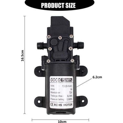 Pompe à eau haute pression DC 12 V 6 L/min auto-amorçante avec interrupteur automatique pour lavage de voiture , nettoyage de bateau et arrosage du jardin (1/3)
