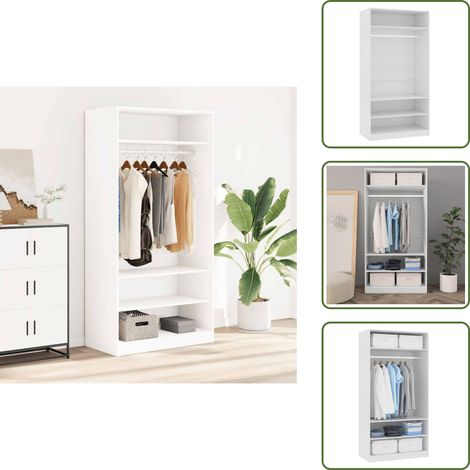 Kleiderschrank Weiß 100×50×200 cm Holzwerkstoff - Schreibtisch - Garderobe - Kommode - Möbel - Wohnzimmer (1/5)