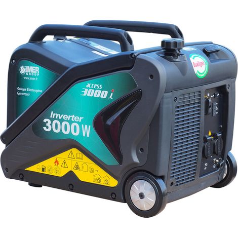 Imer – Groupe électrogène insonorisé 2,5 kVA – Moteur 4 temps essence – Technologie Inverter – Autonomie 6h – 2 prises 10/16 A Schuko (1/4)