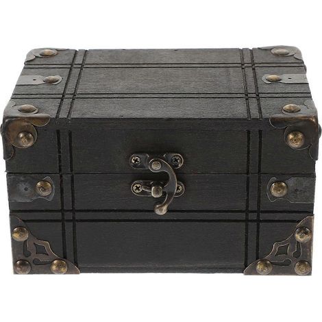 Coffre à bijoux en bois, boîte de rangement vintage, boîte à bibelots, coffre à souvenirs, coffre au trésor-15.50X11.00X9.00CM (1/3)