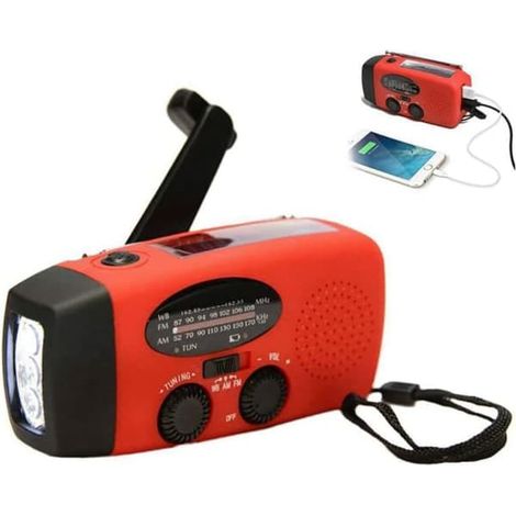 Filiyano – lampe torche et batterie – Radio d'urgence/radio à manivelle avec cellules solaires, lampe torche et batterie externe (1/5)