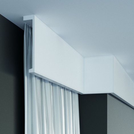 PROVISTON Lichtleiste Indirekte Beleuchtung Deckenleiste 110 x 40 x 2000 mm Polyurethan Weiß Hochwertig Stuckleiste Modern Robust Langlebig Stoßfest 2 Meter (1/5)