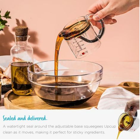 Verre Doseur Réglable avec Graduations Intégrées – Pour des Mesures de Liquides et Solides Précises en Cuisine et Pâtisserie – Éliminez le Besoin de Plusieurs Tasses à Mesurer (1/4)
