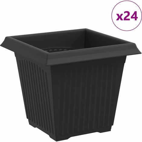 Maison Exclusive - Quadratischer Blumentopf 24 pcs Schwarz 16 x 1