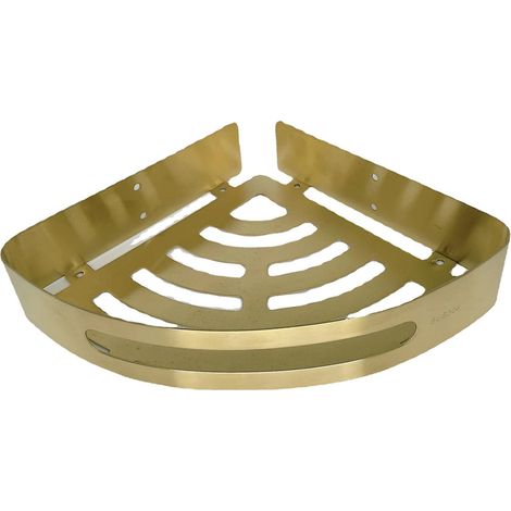 Étagère d'angle de salle de bain - Acier galvanisé avec finition en acier inoxydable doré (1/5)