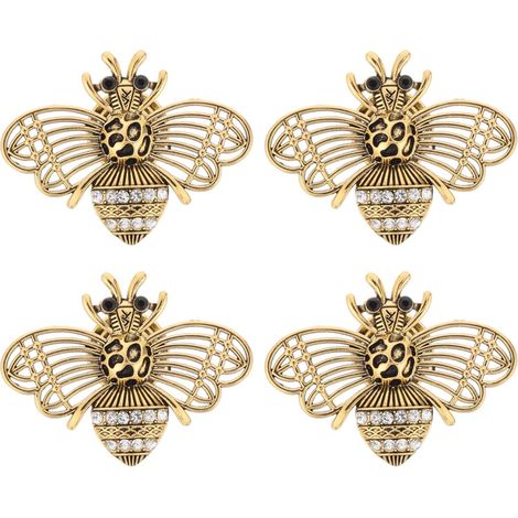 Boutons de Commode en Alliage de Zinc Forme Abeille, Lot de 4, Finition Or Antique, Poignées Décoratives pour Placards et Commodes, Prise Ergonomique (1/5)