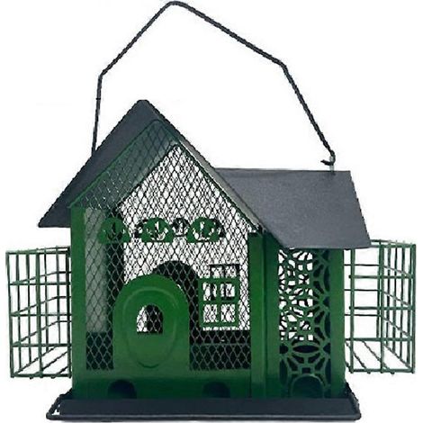 Nichoir à colibris - Double nichoir automatique en métal, décoration extérieure verte (1/5)