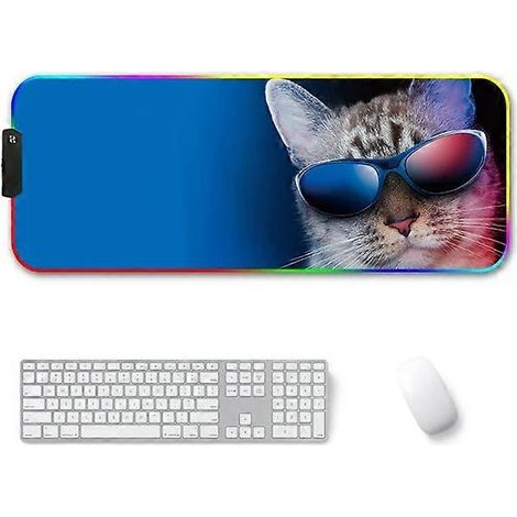 Tapis de souris lumineux RGB antidérapant - 300 x 350 x 3 mm en caoutchouc F-01 par Glasses Cat (1/2)
