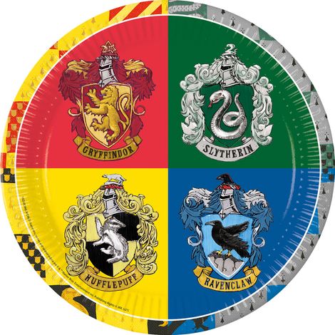 Piatti di compleanno a tema Harry Potter e Hogwarts, 23 cm, confezione da 8 pezzi.