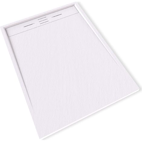 HIEMAL Receveur de douche 90 x 120 cm résine Blanc aspect ardoise + bonde incluse - Salle de bain