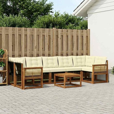 vidaXL Outdoor-Sofagarnitur mit Kissen 8 pcs Natur und Creme (1/5)