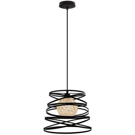 royaluxe- Suspension Luminaire En Métal Plafonnier Vintage Intérieur Rétro Lustre Pour Salon Salle À Manger Bar Balcon Noir