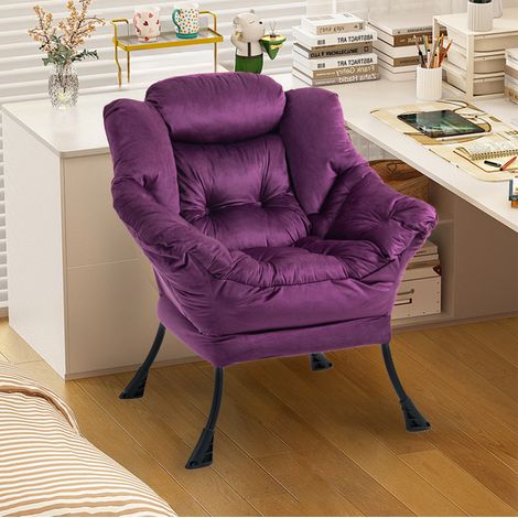Poltrona relax viola in metallo con imbottitura ergonomica e montaggio rapido (1/4)