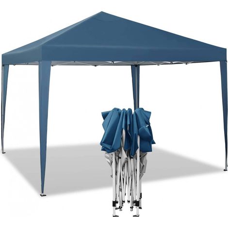 WOLTU Pavillon Pop-Up wasserdichter Faltpavillon Sonnenschutz Event Pavillon Gartenpavillon auf Terrasse Camping Festival Pagodenzelt aus Oxford Metallrahmen 3 x 3 m Blau (1/5)