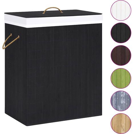 Maison Exclusive - Bambus-Wäschekorb mit 2 Fächern Schwarz 100 L (1/5)