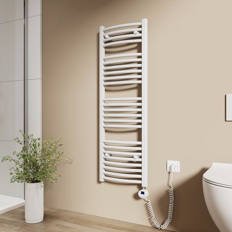 EMKE Elektrischer Handtuchheizkörper 120x40cm 500W Handtuchtrockner mit heizstab WLAN-fähig mit TUYA/Smart Life App, Google Home & Alexa, 4 Heizmodi, Fenstererkennung, Kindersicherung Strahlend weiß (1/5)