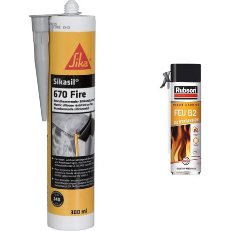 Mastic silicone résistant au feu, 300ml, Gris (1/4)